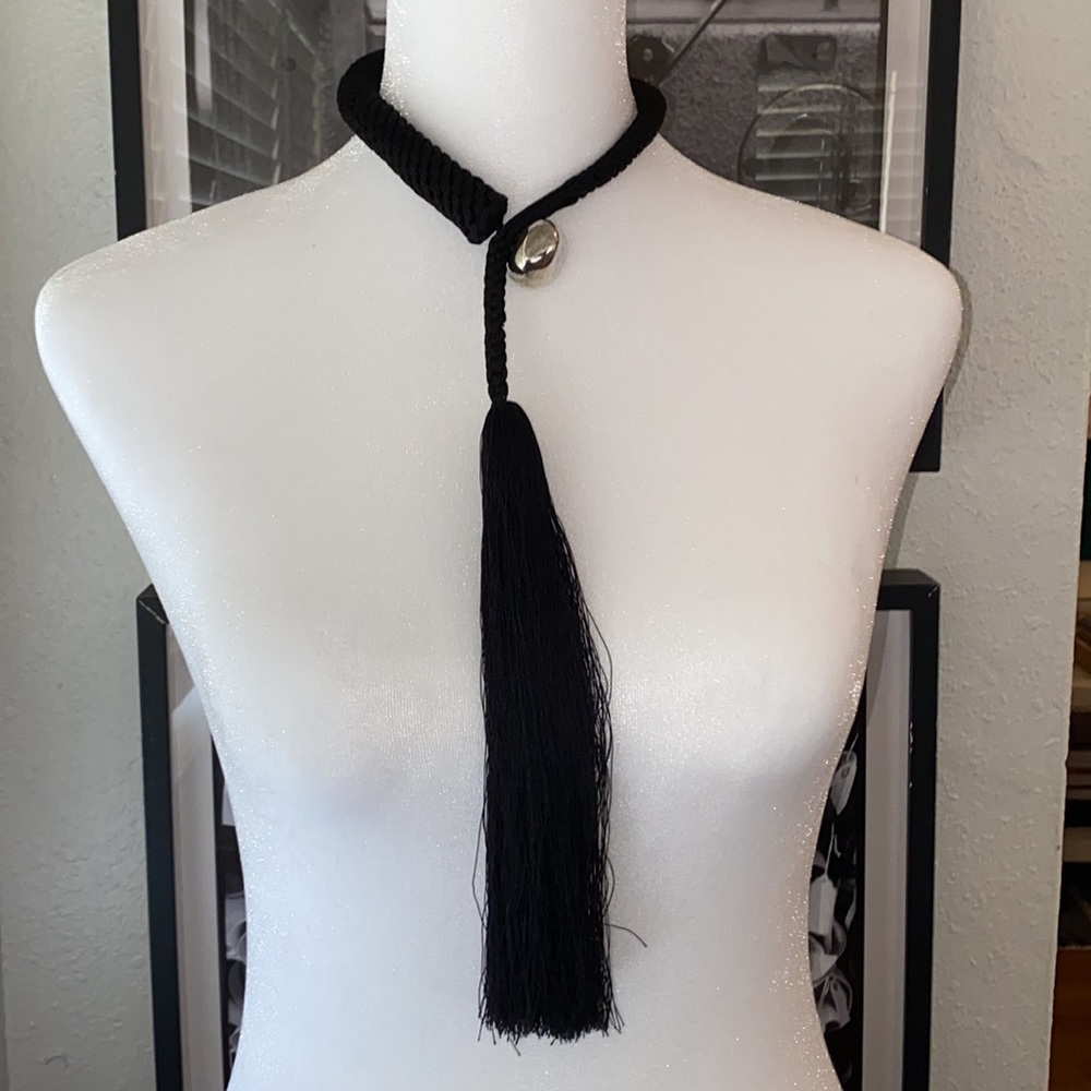 Rare Vintage Elsa Peretti Tiffany and Co Silk Woven whip style tassel necklace